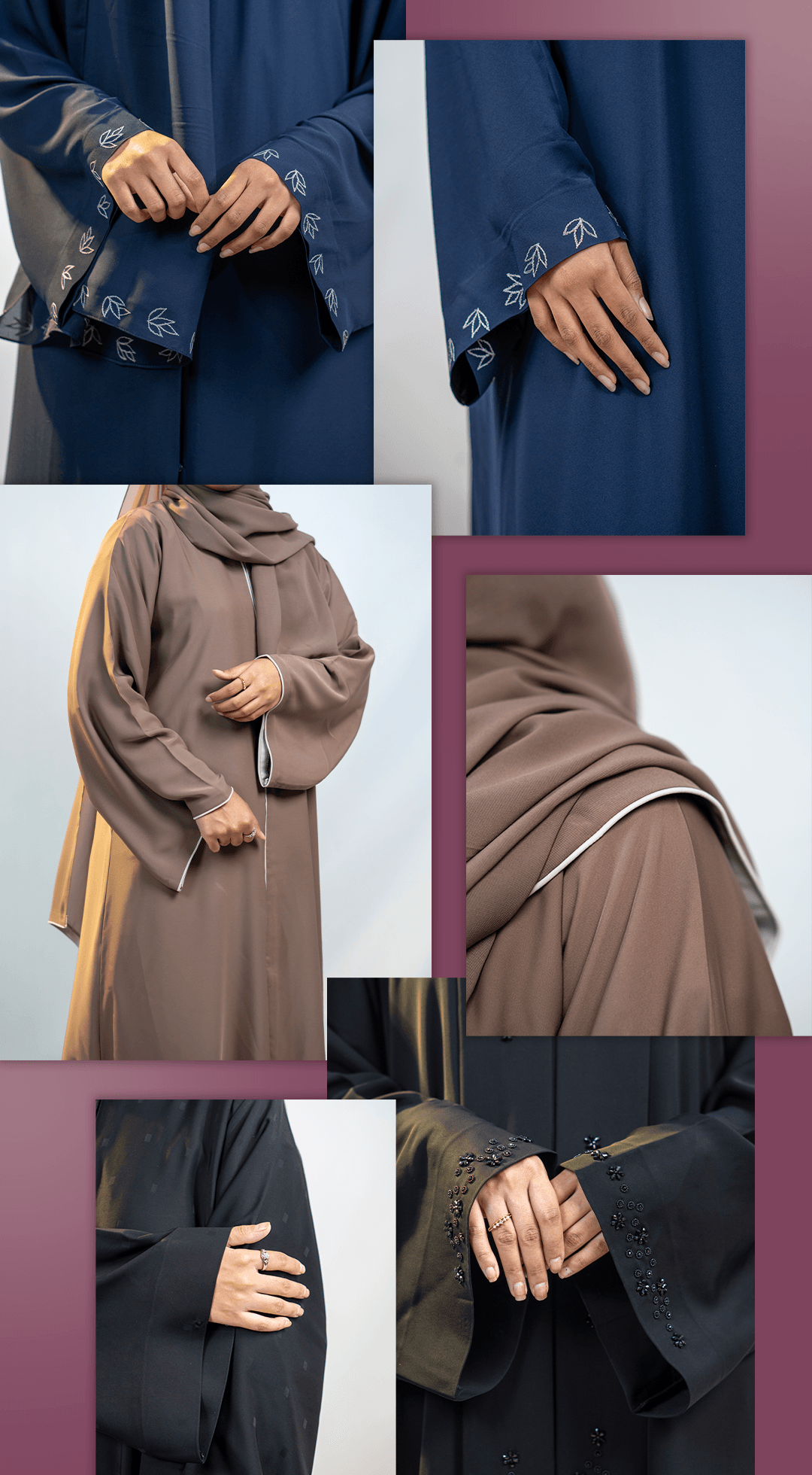 Woman wearing an elegant modest abaya from the LA Dunes collection